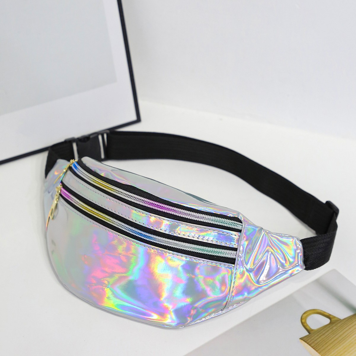 New Running Laser Waist Bag Women's Crossbody Chest Bag Reflective Outdoor Beach Bag Trendy Men's Personalized Cashier Bag Women