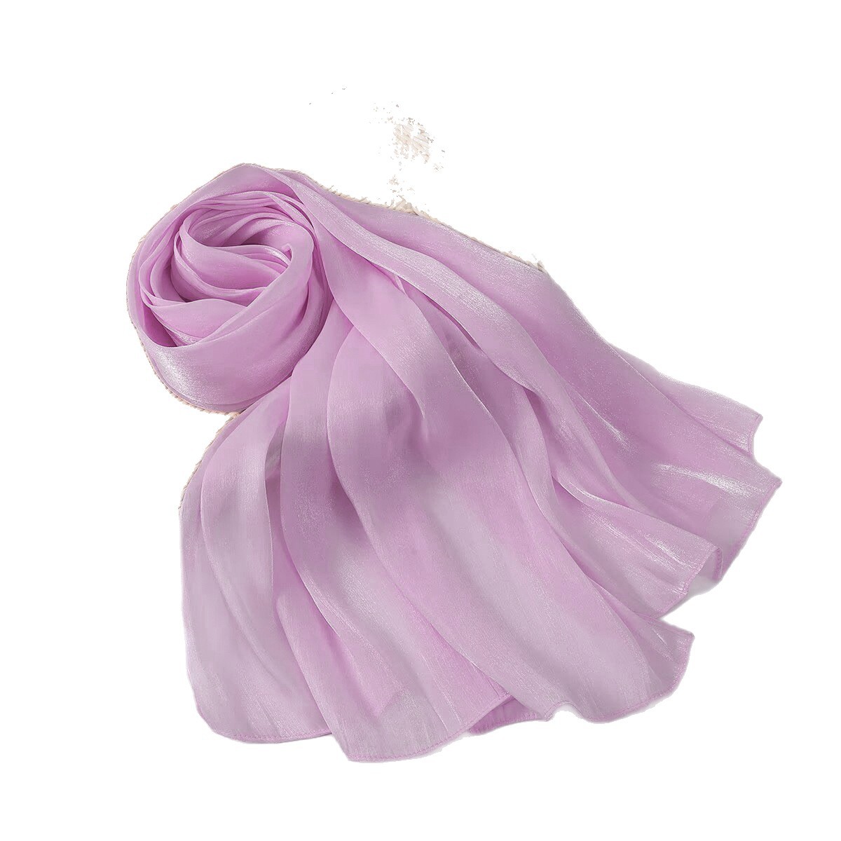 Cross-Border New Solid Color Soft Shiny Island Silk Satin Scarf for Women, Malay Indonesian Long Scarf, Headscarf, Sun Protection Gauze Scarf