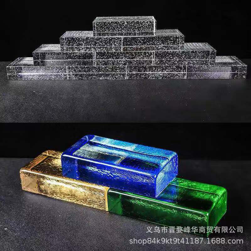 Crystal Glass Brick Bubble Brick Frosted Ice Crystal Pattern Crystal Brick Hot Melt Brick Engineering Landscape Interior Partition Wall Bright and Translucent