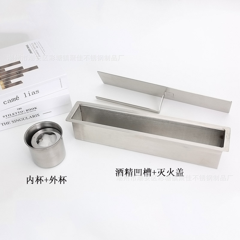 Cross-border Direct Supply Stainless Steel Alcohol Desktop Fireplace Alcohol Box Outdoor Alcohol Tank with Cover Accessories Fire Extinguishing Cover