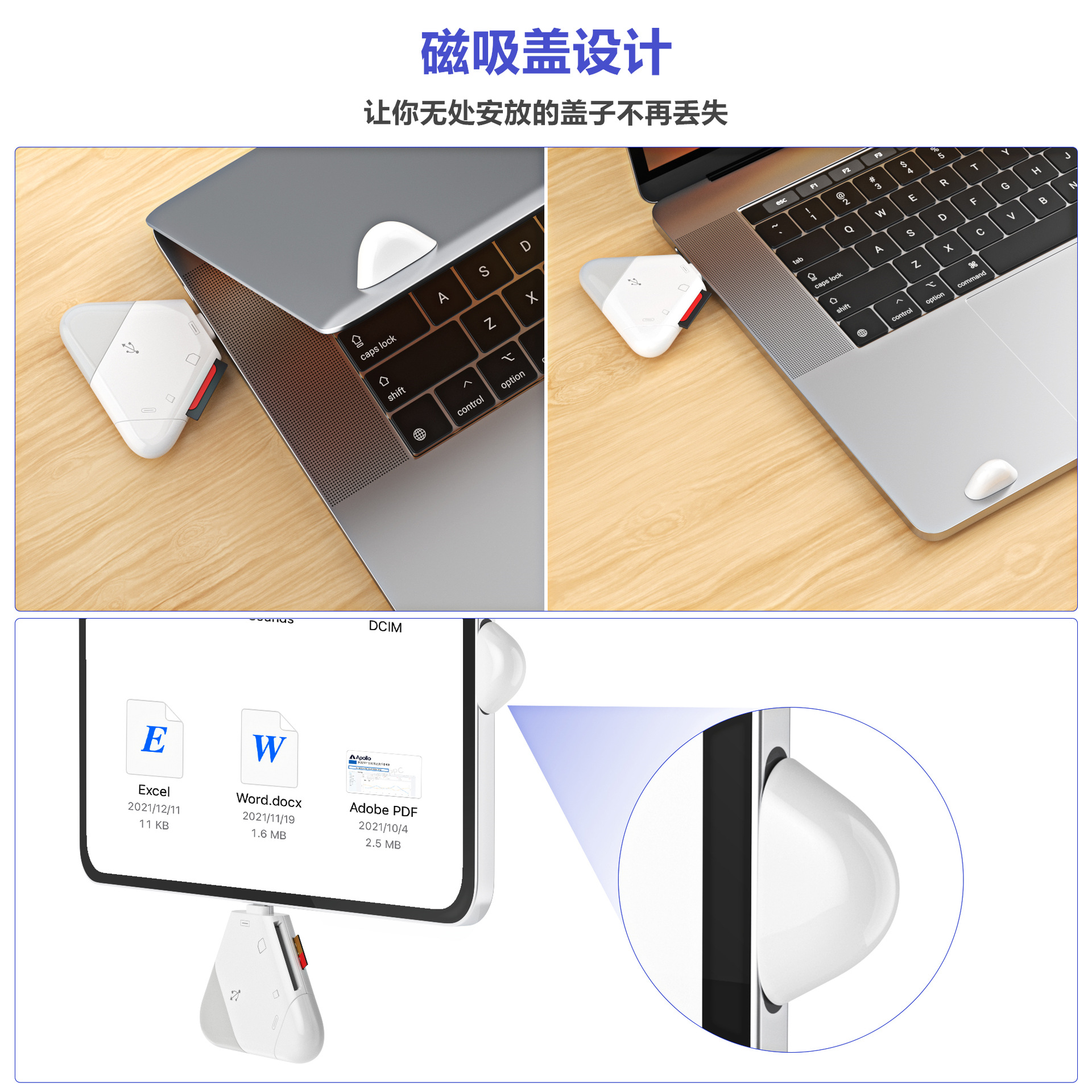 Magnetic card reader for Apple mobile phone/Type-C/USB computer Android tablet SD/TF OTG card reader