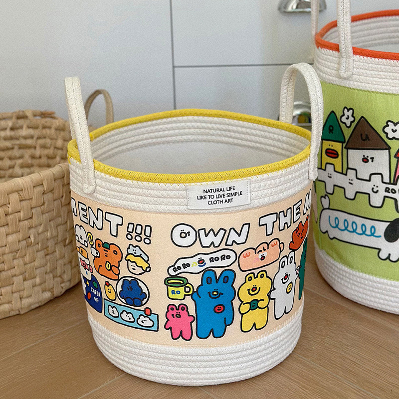 Cute Cartoon Storage Barrel Children's Toy Storage Basket Portable Snacks Storage Basket Dirty Clothes Bucket Student Dormitory Finishing