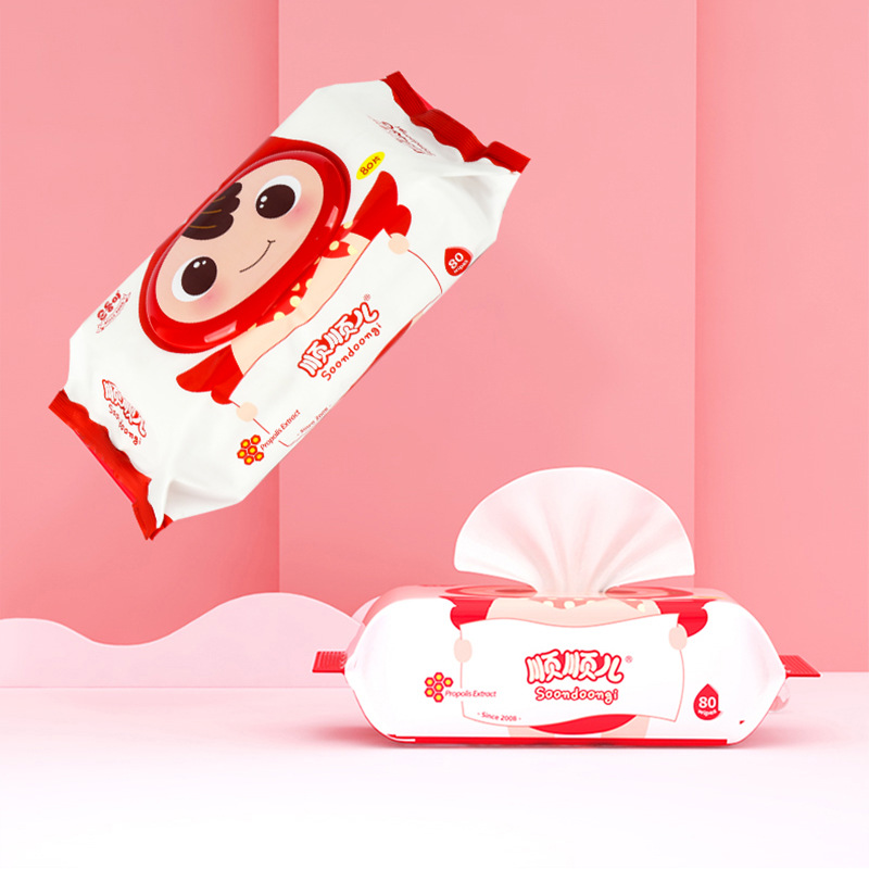 Korean Shunshuner Baby Wipes 70 Pumps 80 Pumps Cleaning Paper Towels Removable Paper Towels with Cover Moisturizing Wet Wipes