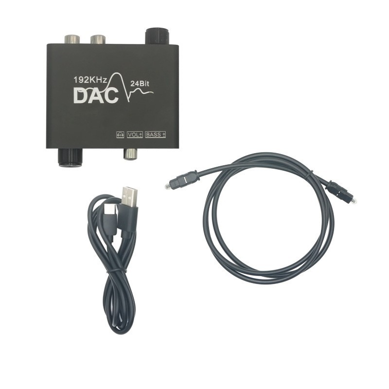 Digital to Analog Audio Converter Dac Fiber Optic Coaxial 192Khz Adjustable Volume High and Low Digital to Analog