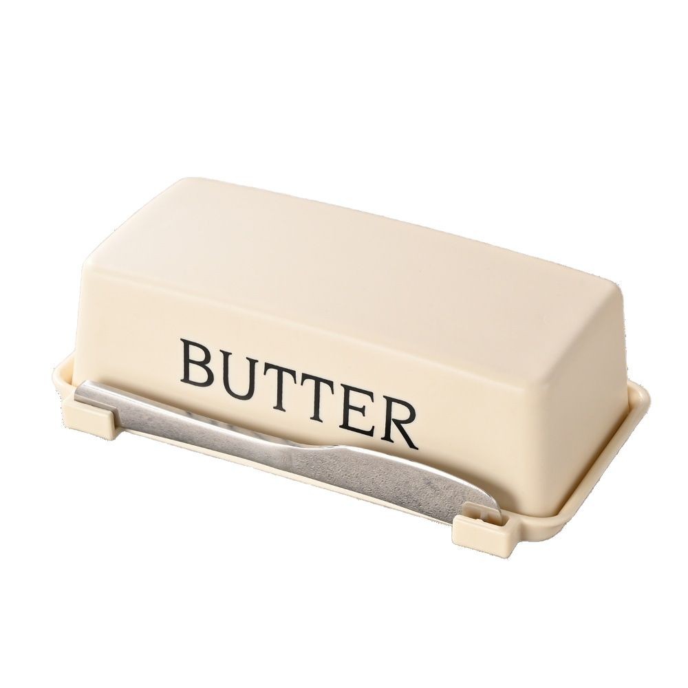 Cross-border with box with knife plastic butter box household kitchen butter dish food grade PP refrigerator butter storage box