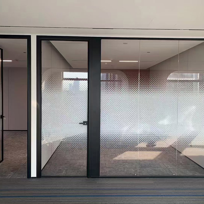 Office Glass Partition Wall Tempered Glass Steel Fireproof Partition Hollow Built-In Louver Partition Profile Wholesale