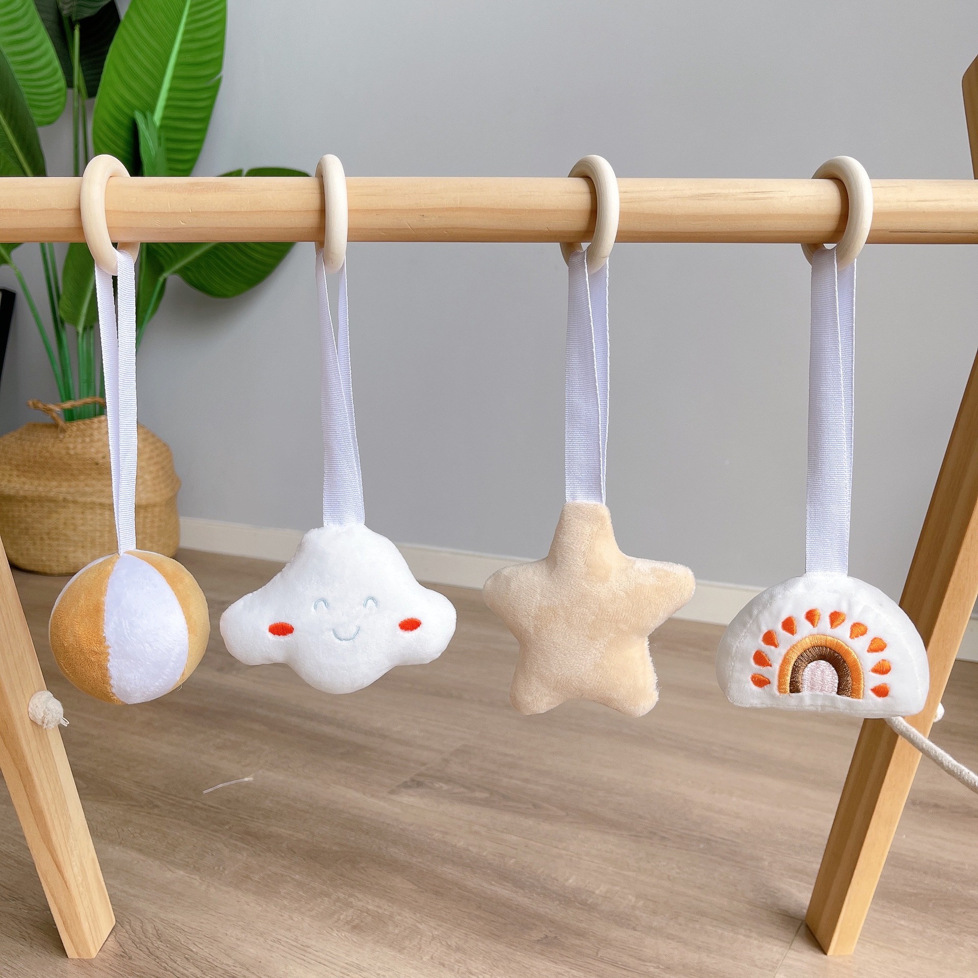 ins Decoration Nordic Style Wooden Fitness Ware Ornaments Newborn Baby Baby Gym Rack Children's Toy Bell