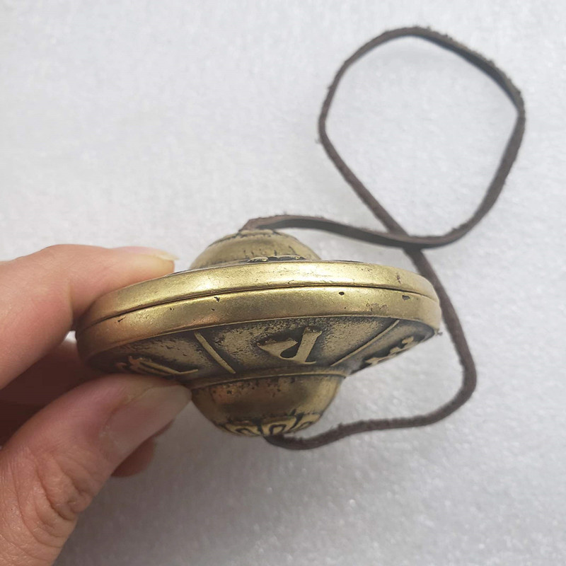 Antique six-character true words touch the bell touch the bell copper pull touch the bell ding T375