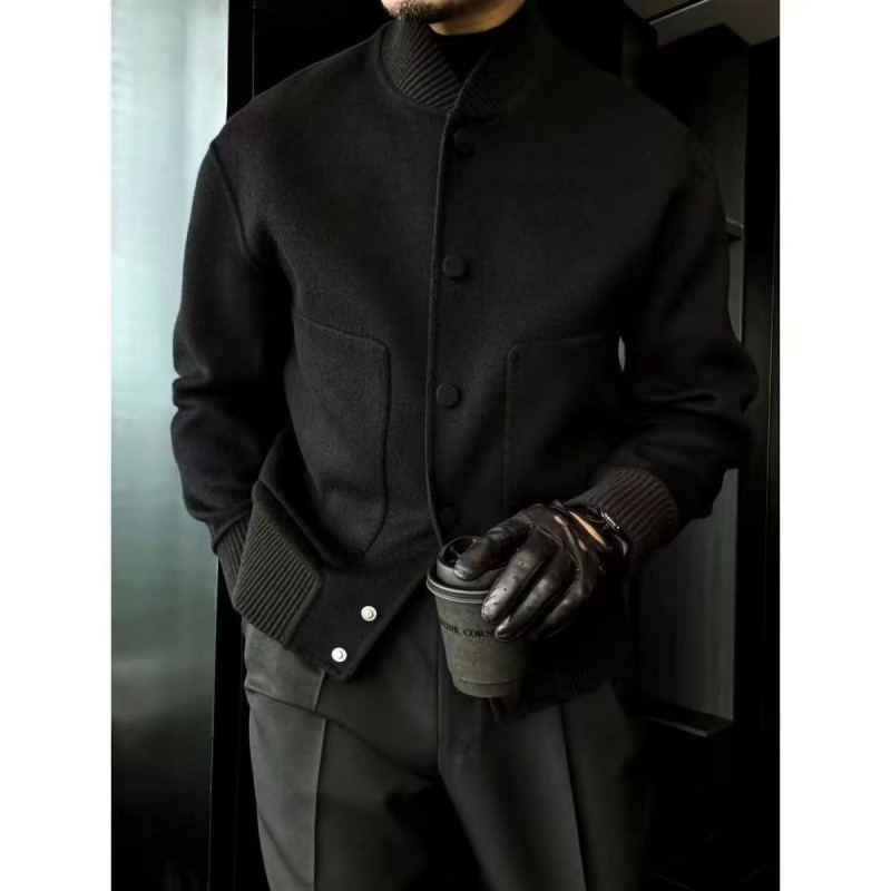 Men's Wool Coat 2025 Autumn and Winter New Fashion Trendy Brand Hong Kong Style Solid Color Stand Collar Versatile Trendy Jacket Coat