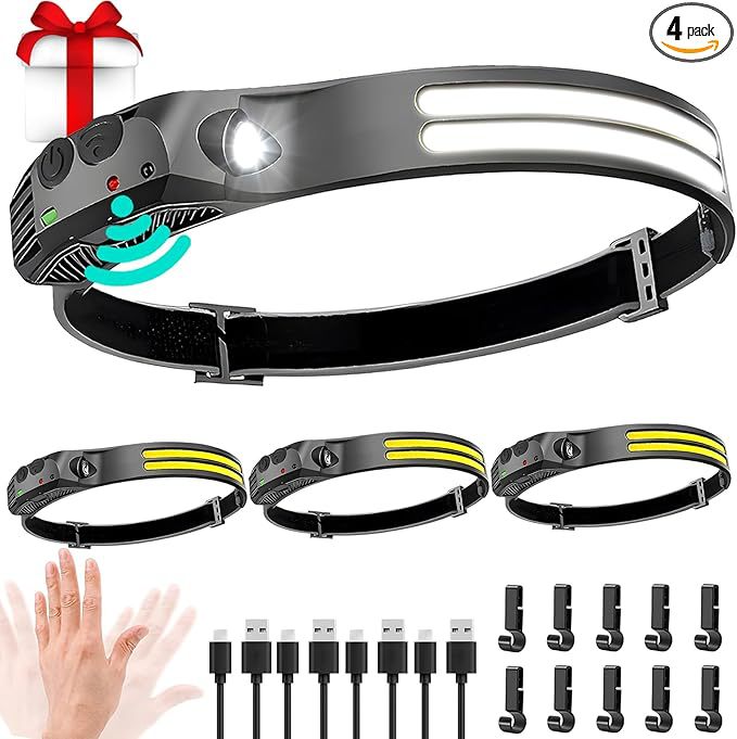 New cross-border waving induction COB headlights outdoor cycling lights USB charging night running lights strong light headlights silicone