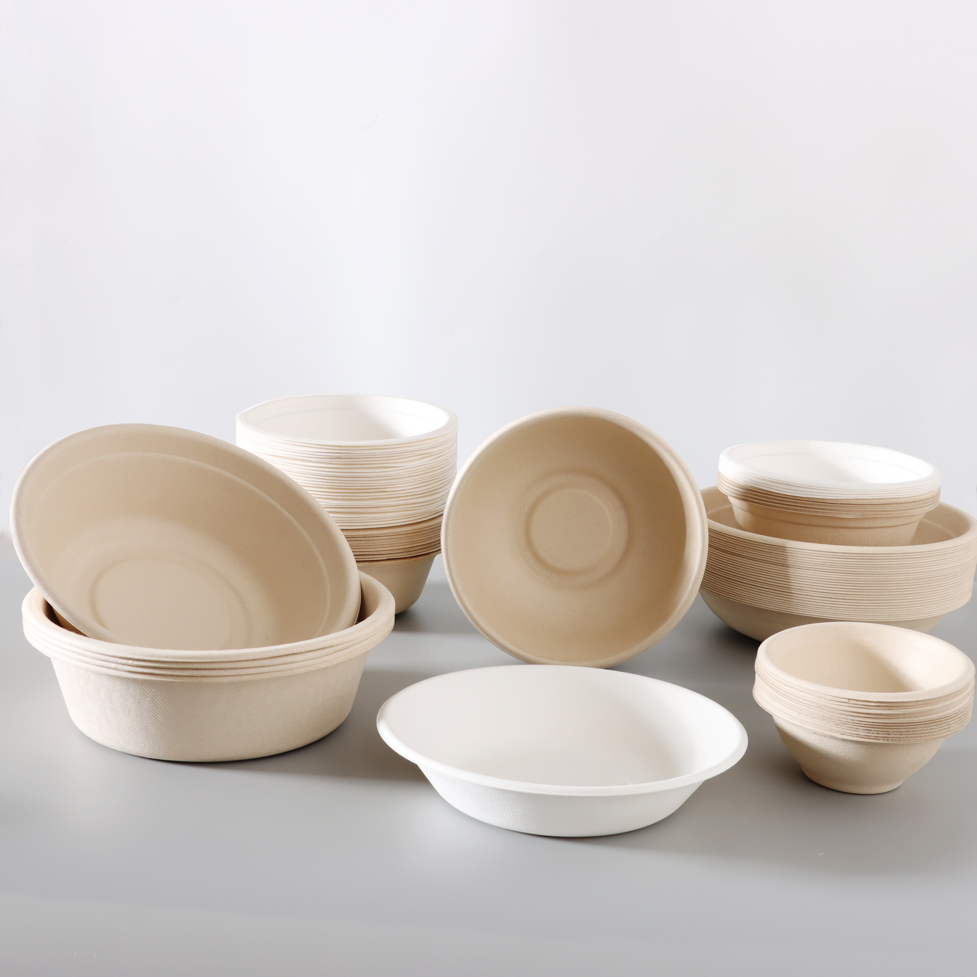 Disposable Paper Bowl Food Grade Party Tableware Dinner Bowl Commercial Household Degradable Barbecue Bowl Thickened Bagasse Bowl