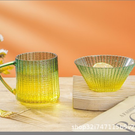 Dubaite Glass Cup and Bowl 2-Piece Set Llbw-2 Gradient Color Glass Cup and Bowl Tableware Set Jewelry Event Gift