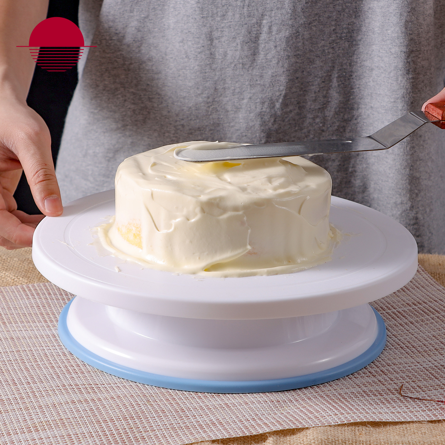 Baking tool with non-slip edge plastic cake turntable turntable wheat straw plastic PP rotating baking tool