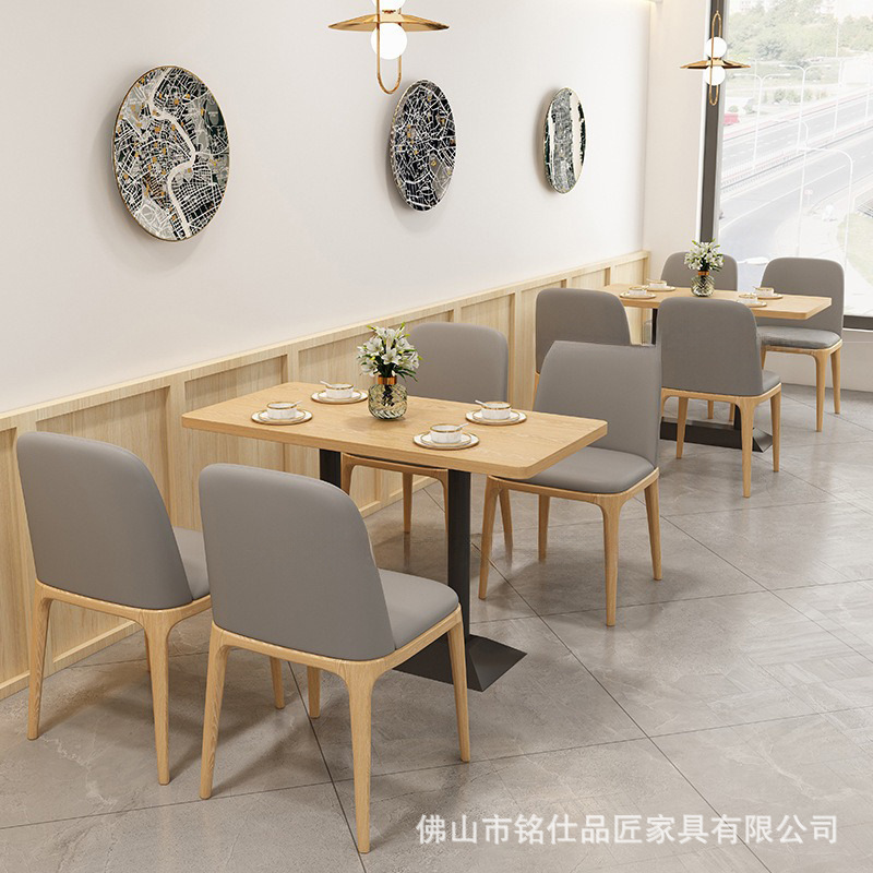 Foshan Card Seat Sofa Milk Tea Shop Restaurant Tea House Japanese Food Hotel School Canteen Powder Noodle Shop Solid Wood Drawer Tables and Chairs