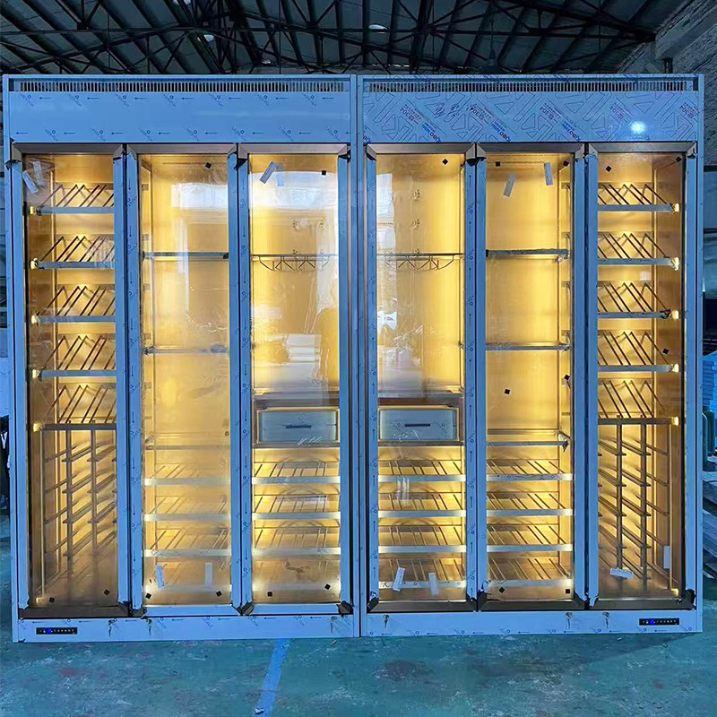 Stainless Steel Constant Temperature Wine Cabinet Manufacturer Customizes Commercial Bar Club Wine Cabinet Basement Wine Display Cabinet