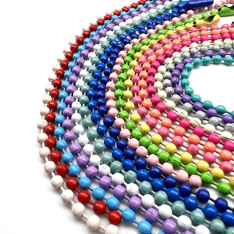 Manufacturer in stock color bead chain metal chain gu Chuck chain paint tag chain diy jewelry keychain accessories