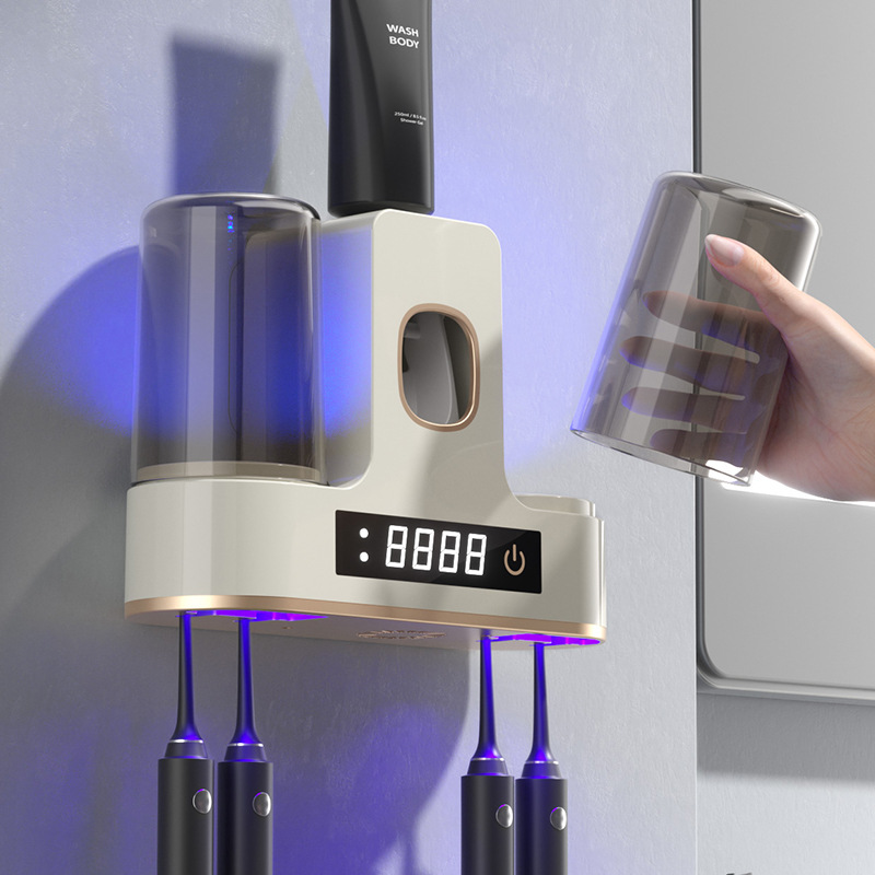 Smart toothbrush sterilizer sterilization drying UV Toothbrush rack Cup Tooth Cup wall-mounted electric storage rack