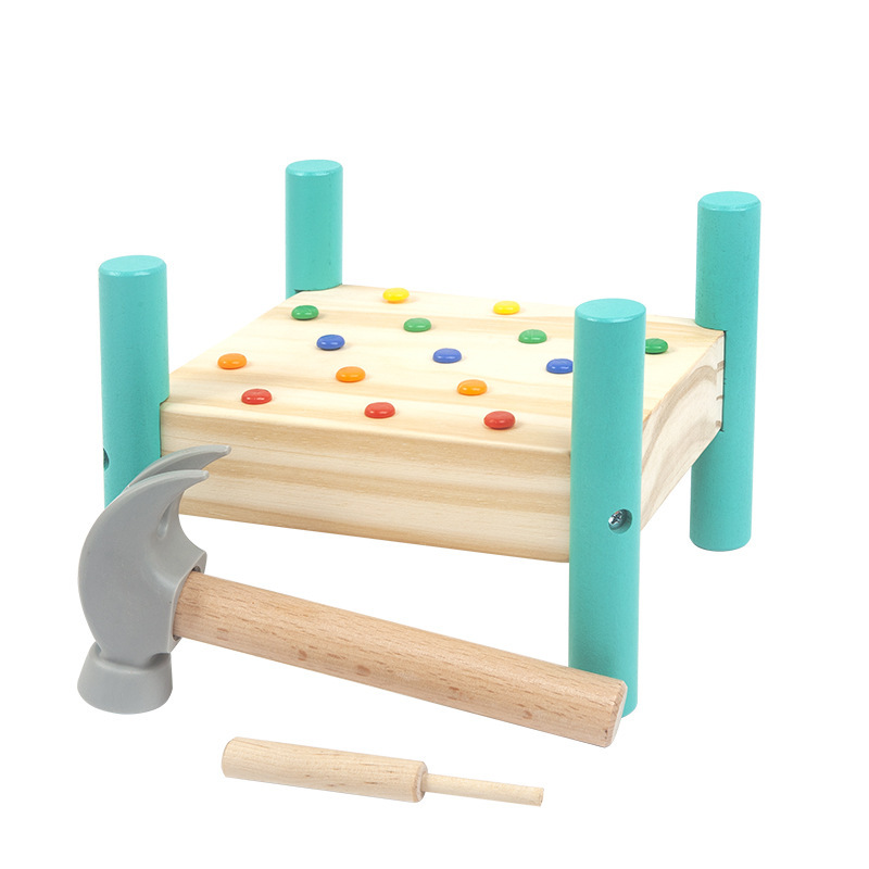 Cross-Border Montessori Teaching Aids Wooden Nail Hammering Baby Hand-Eye Coordination Training Early Education 3-Year-Old Educational Toys