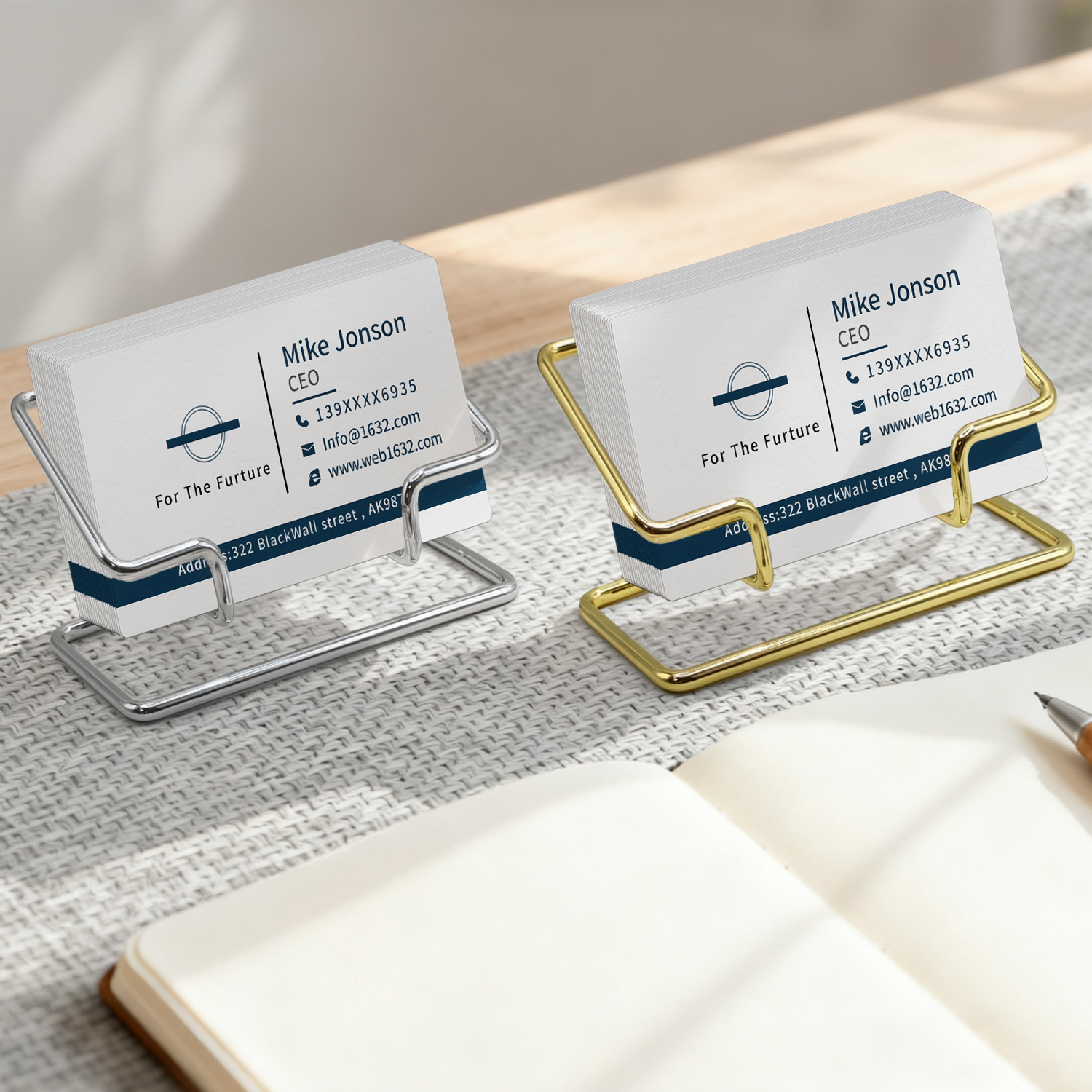 Simple Iron Business Card Holder B&B Hotel Business High-End Business Card Display Stand Metal Desktop Business Card Storage Box