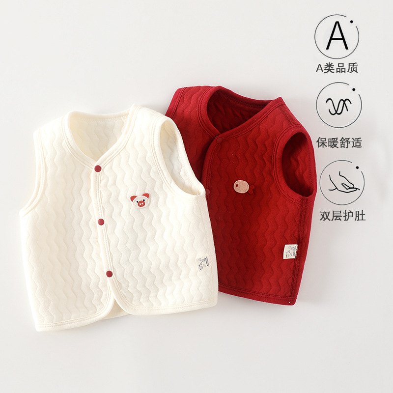 Терможилет для новорожденных без косточек, чистый хлопок, категория A, безрукавная одежда для маленьких и средних детей