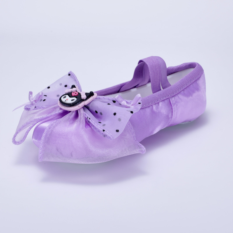New Cute Kidsren's Dance Shoes Ballet Dance Shoes Purple Satin Cat Claw Shoes Kindergarten Baby Performance 8103