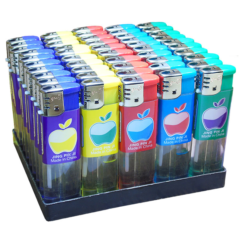 Disposable Open Flame Lighter 909 Transparent Gas Bag Painting Half Package Apple Manufacturer Wholesale Direct Supply Cigarette Lighter