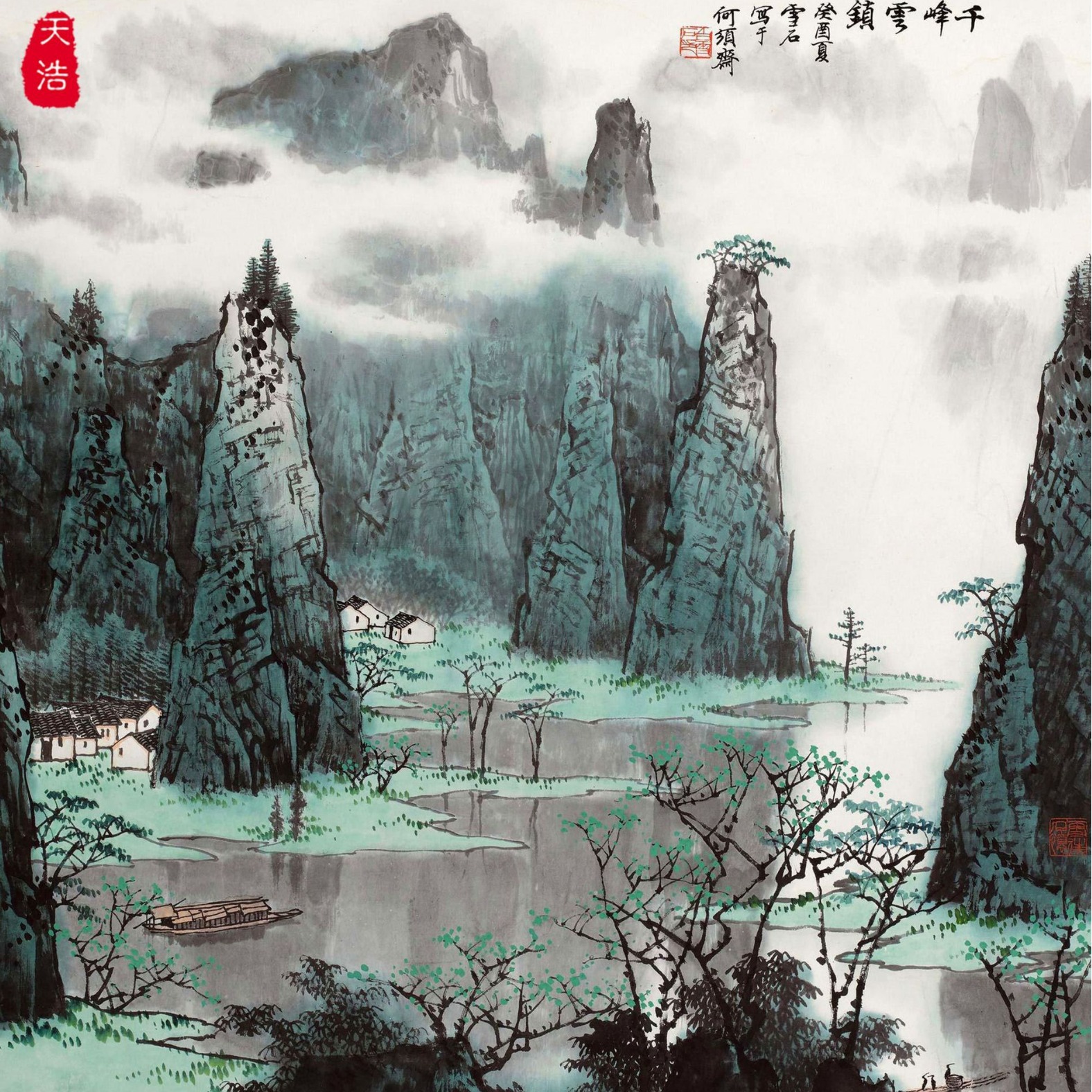 Искусство микропечати на рисовой бумаге, знаменитая каллиграфия и живопись, сканирование и печать, новая китайская пейзажная декоративная живопись, ядро, река Ли