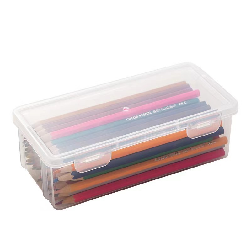 Stationery Storage Box Large Capacity Transparent Pencil Storage Box Pen Box Color Lead Children Crayon Box Painting Sketch Pencil Bag