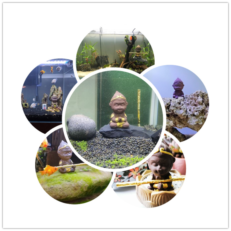 Large Monkey King Monkey King Aquarium Fish Tank Landscape Ornaments Fakery Mountain Purple Clay Ceramic Tea Pet Car Decorations