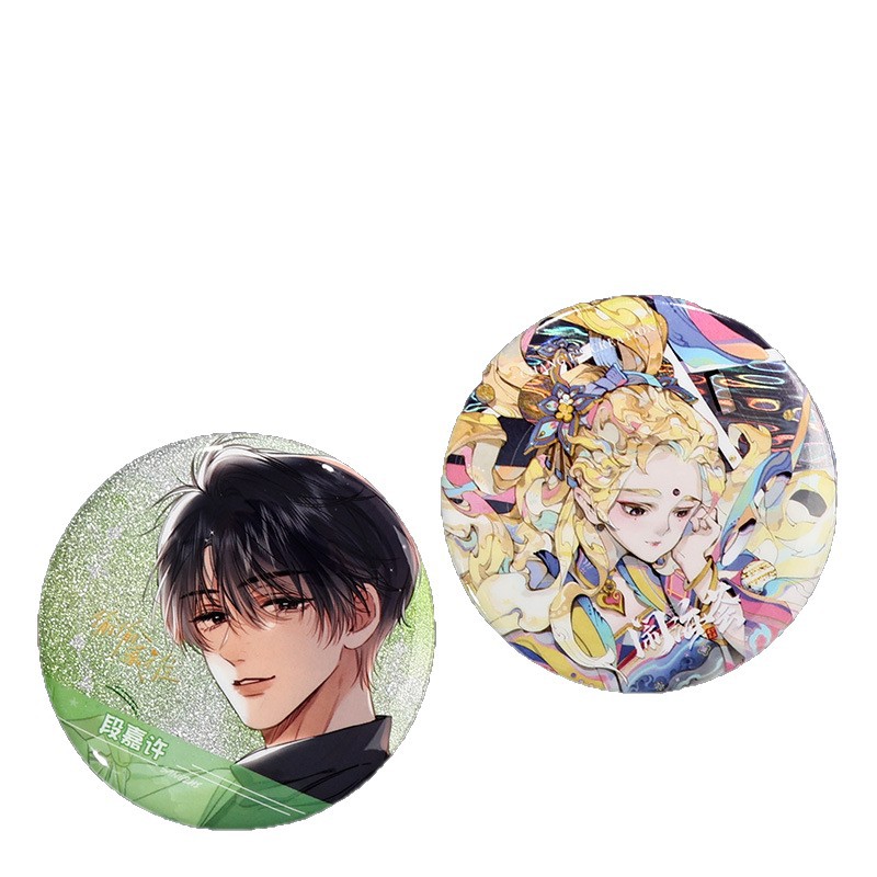 Bar Chi Millet Badge Blind Box Tinplate Badge Customized Animation Peripheral Characters Two-Dimensional Creative Round Brooch