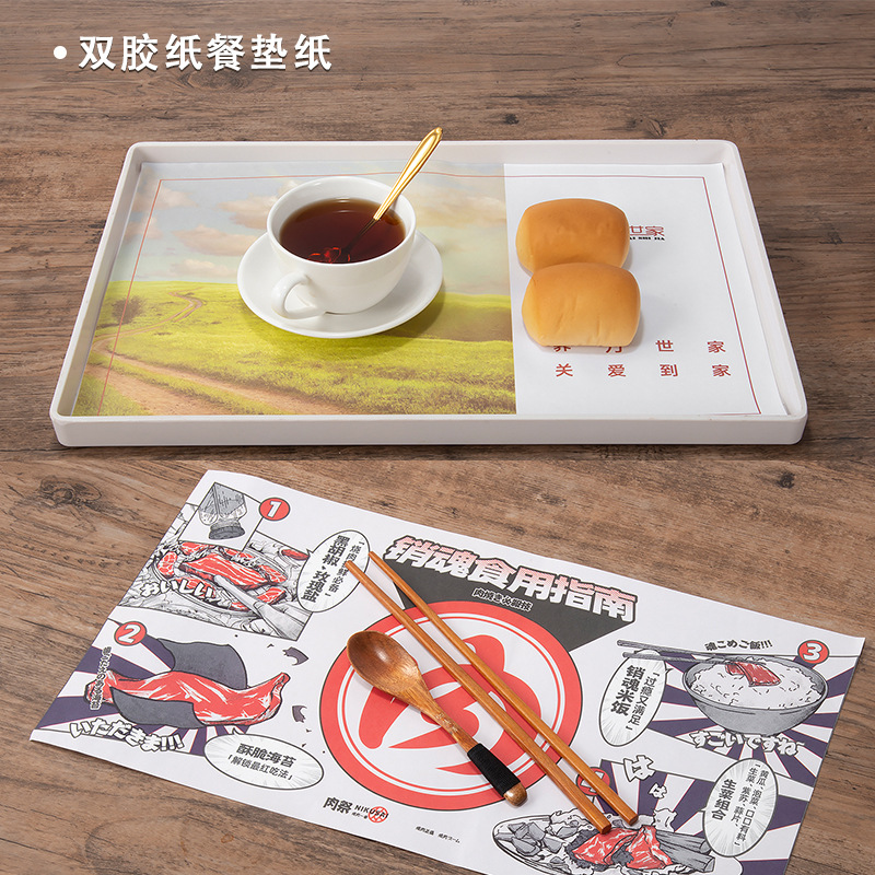 Source Manufacturer Custom-Made Disposable Placemat Paper, Grease-Proof Paper, Restaurant Menu, Burger Paper, Tray Paper, Custom Printing