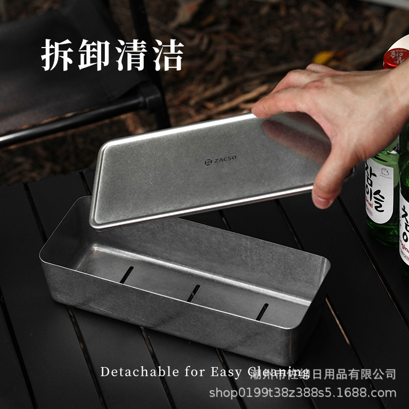 Коробка для хранения палочек из нержавеющей стали 304 в индустриальном стиле с фильтром для воды