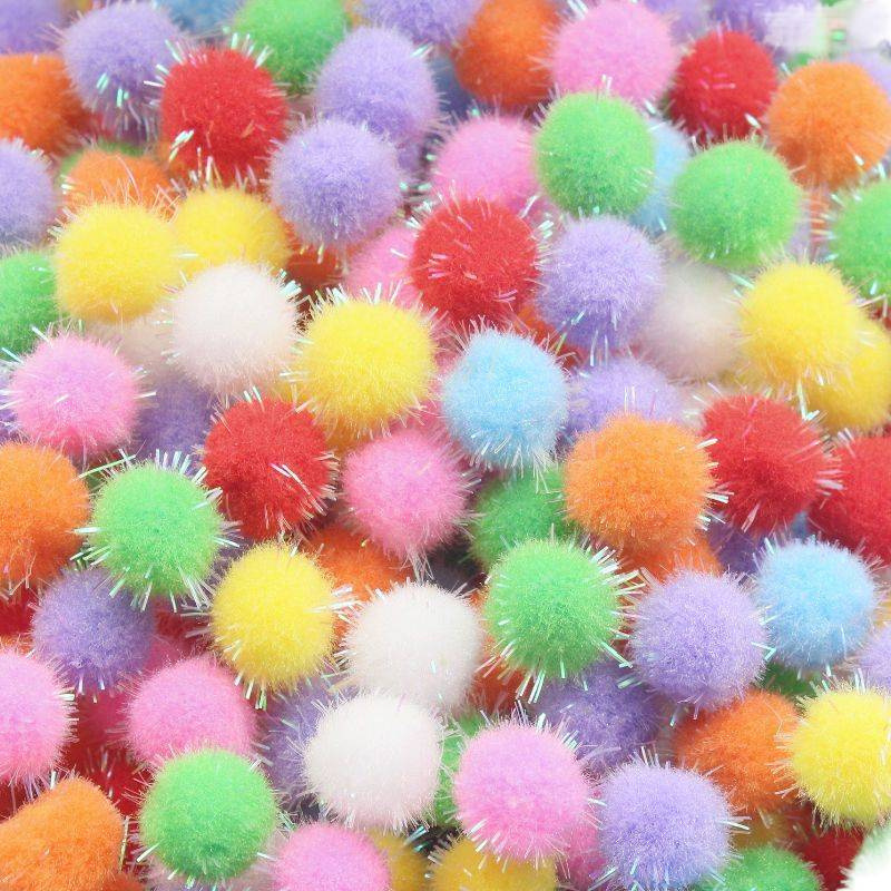 15-20MM七彩葱丝毛毛球diy手工圣诞帽装饰彩色毛绒球马卡龙色毛球