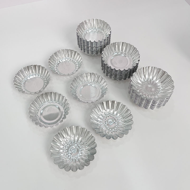 Aluminum Portuguese Tart Cantonese Baking Tool Egg Tart Mold Baking Household Oven Chrysanthemum Cup Flats Bottom Pudding Mold
