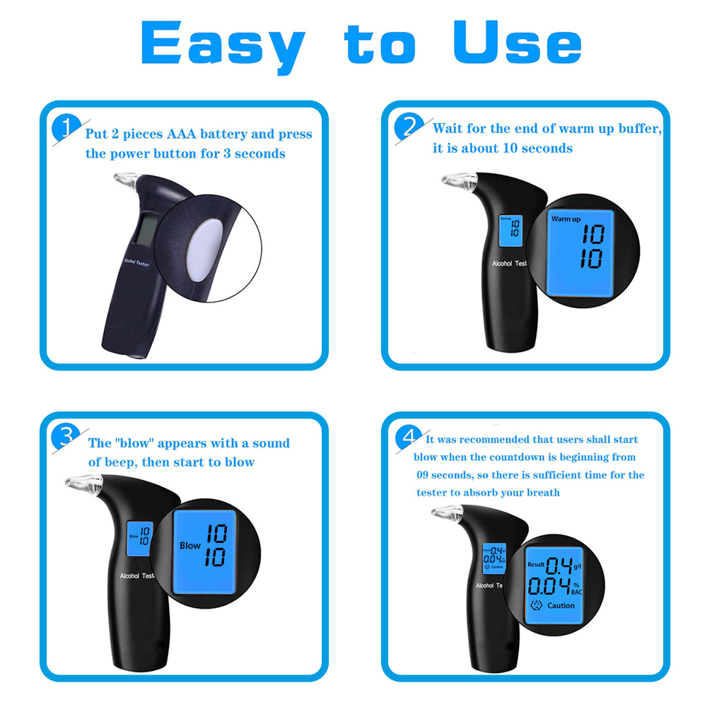 English Alcohol Tester Breathalyzer for Detecting Alcohol for Home and Car Use Cross-Border