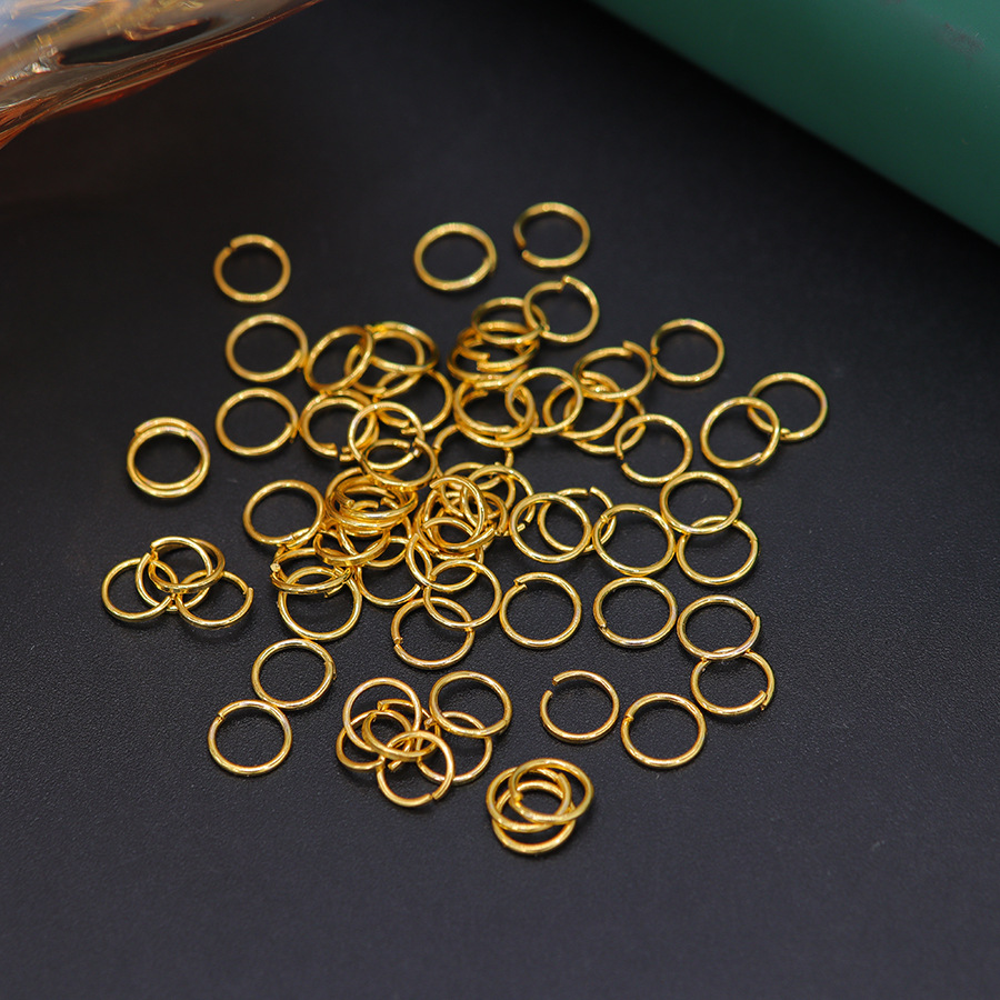 Electrophoresis plating 18K gold copper ring closed ring flat open ring earrings necklace bracelet diy accessories handmade materials