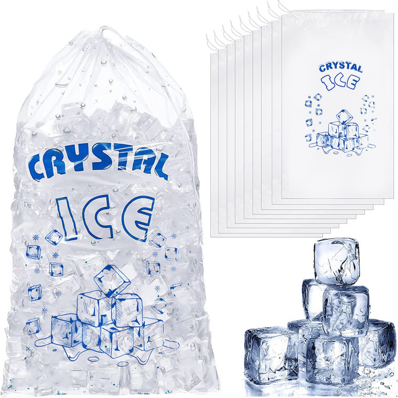 Лучший продаваемый в Amazon одноразовый ледяной мешок с завязками 3 фунта прозрачный пищевой класс PE ледяной мешок готов к продаже