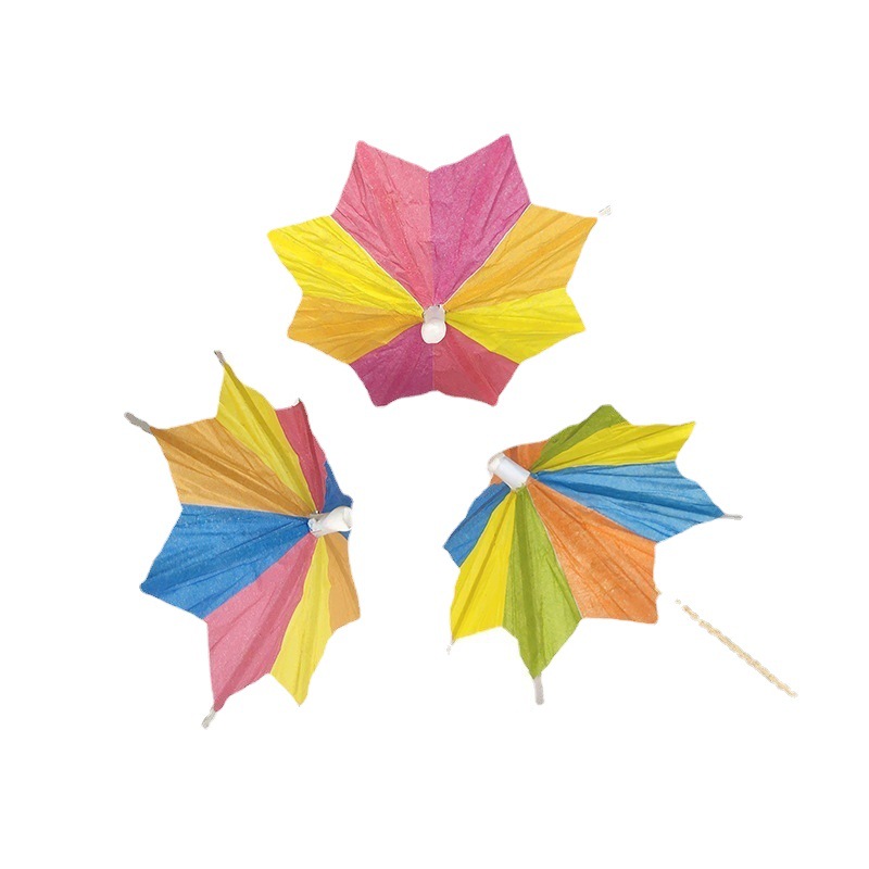 Flower Paper Umbrella Fruit Cake Cocktail Drink Decoration Umbrella Insert Sign Wine Sign Fruit Sign Color Octagonal Small Umbrella Sign