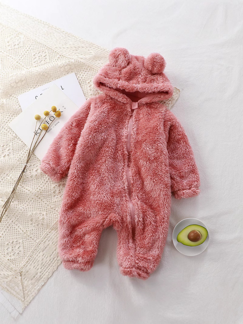 Baby Jumpsuit Winter Newborn Warm Crawling Suit Baby Plush Outer Coverall Kidsren's Pajamas Bear Harem