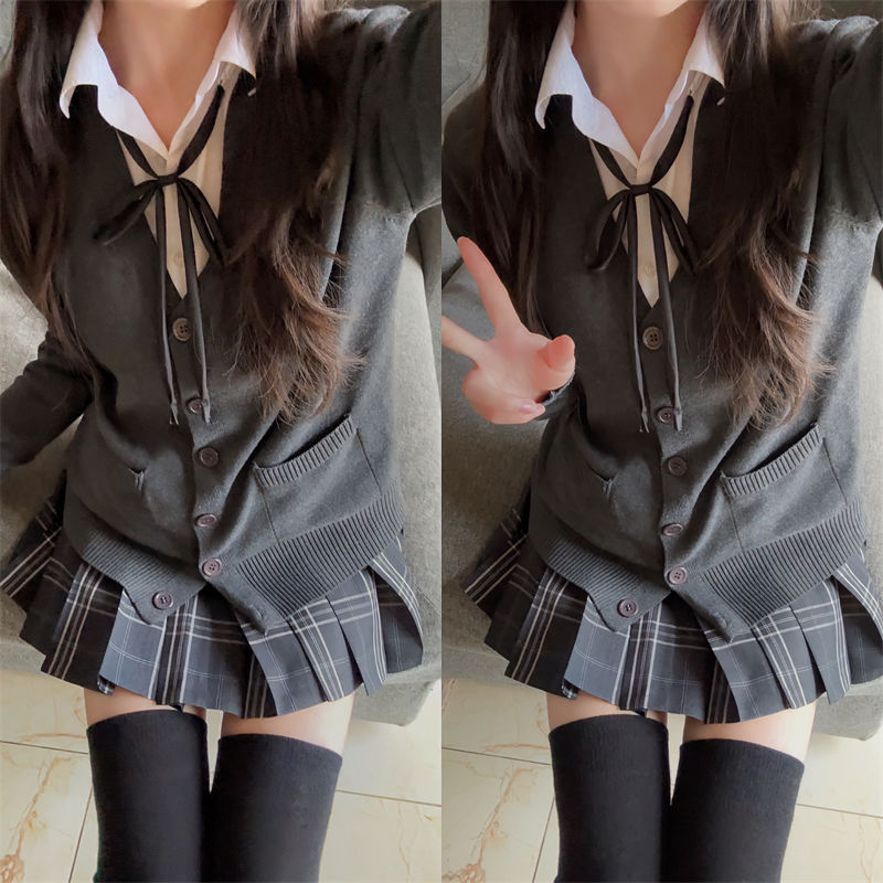Original Genuine Jk Uniform Layered Spring & Fall Long-Sleeved Sweater Cardigan Female Student Preppy Style School Supply Knitted Top