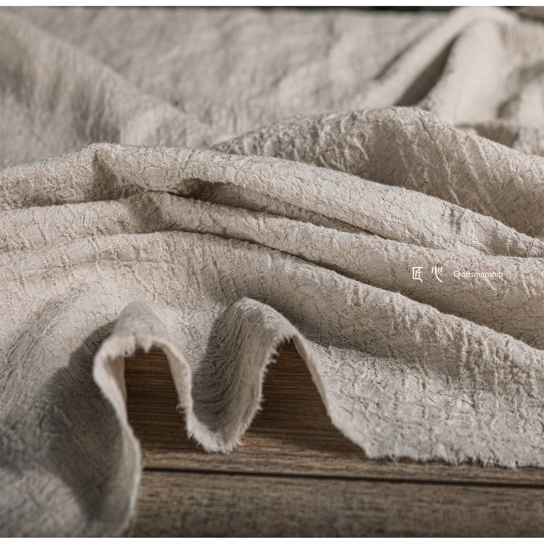 Raw Color Heavy-Duty Washed Cotton and Linen Fabrics, Mugwort Plant Tie-Dye Plant-Dyed Base Fabrics, Clothing Designer Fabrics