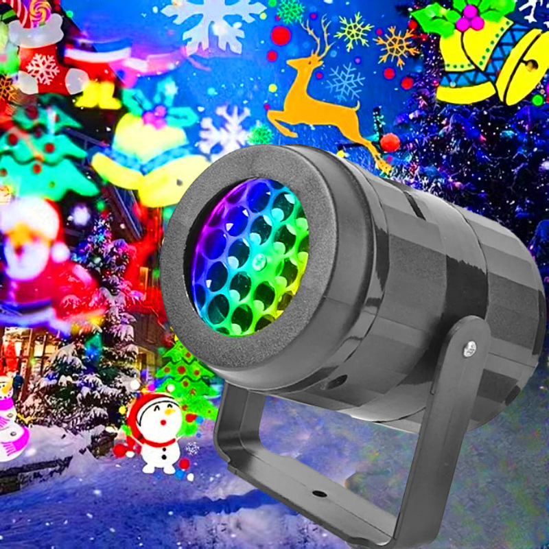 Cross-Border Home Christmas Projection Light Blizzard Snowflake Laser Light Amazon Outdoor Led16 Pattern Atmosphere Light