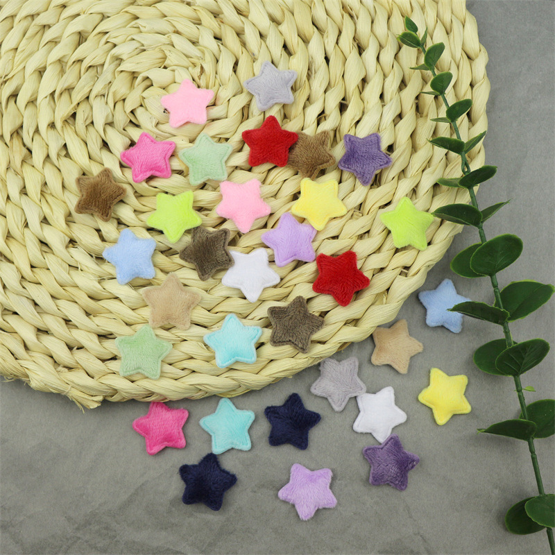 2.5cm plush star embossing accessories five-pointed star hair accessories hair accessories hair accessories handmade jewelry material diy accessories