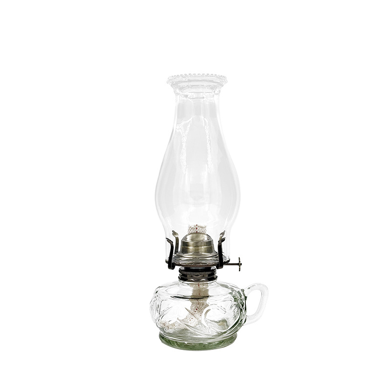 Large glass kerosene lamp with handle candle holder butter lamp atmosphere lamp indoor and outdoor lighting lamps exported to Europe and America