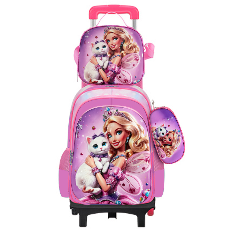 Cross-Border 3D Three-Piece Set of Primary School Students' Schoolbags, Hunter's Witch Group Hard-Shell Cartoon Large-Capacity Men's and Women's Trolley Schoolbags