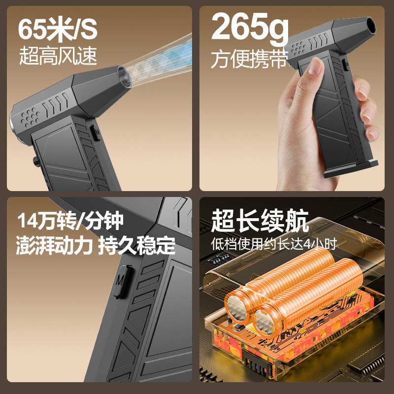 High-Speed Turbine Fan Cross-Border Outdoor Portable Mini Wireless Dust Blowing and Dust Removal Camping Artifact Violent Fan