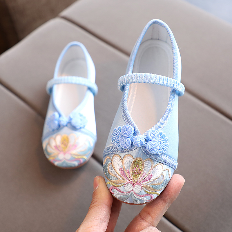Han Dynasty Shoes, Kidsren's Antique Embroidered Shoes, Girls' Chinese Style Costume, Baby's Old Beijing Cloth Shoes, Drop Shipping