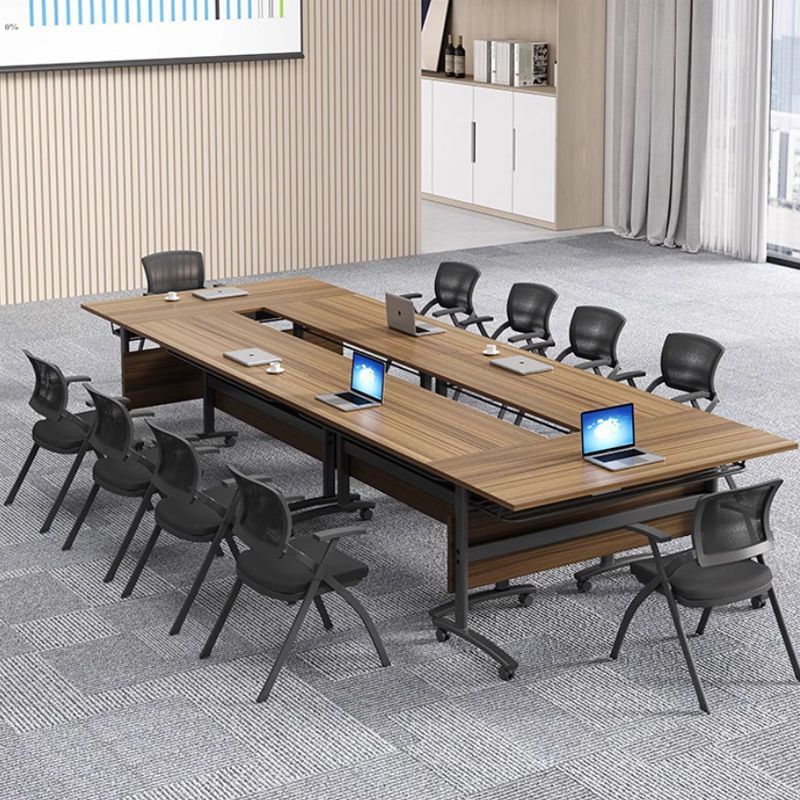 Folding Training Table, Conference Table and Chair Combination, Removable Splicing, Multi-Functional Office Tutoring Class Long Double Desk