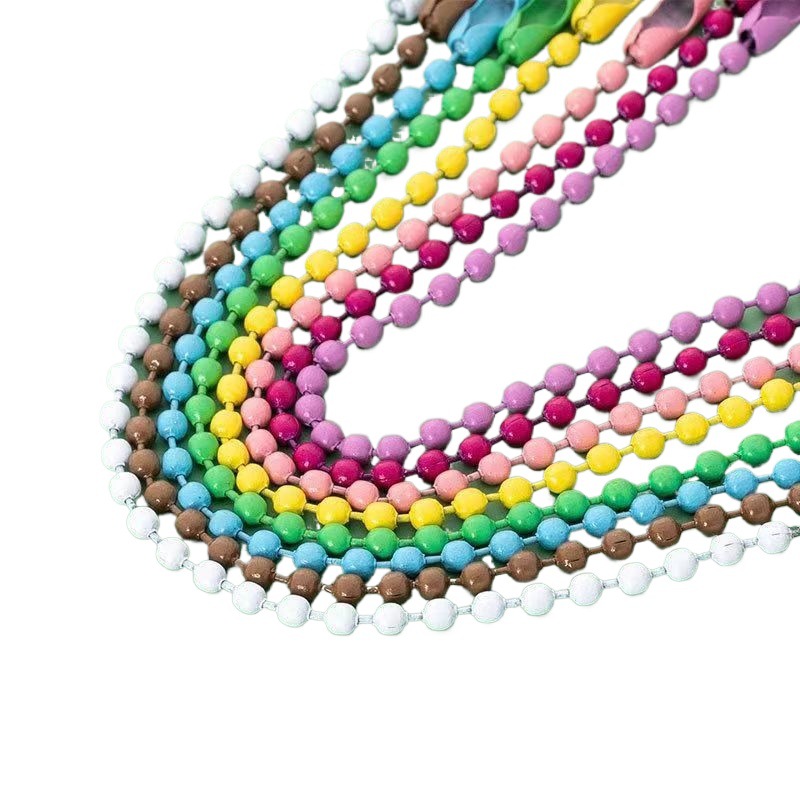 Car hanging beads 2.4mm paint color bead chain mixed color diy key chain bag pendant tag goo card chain