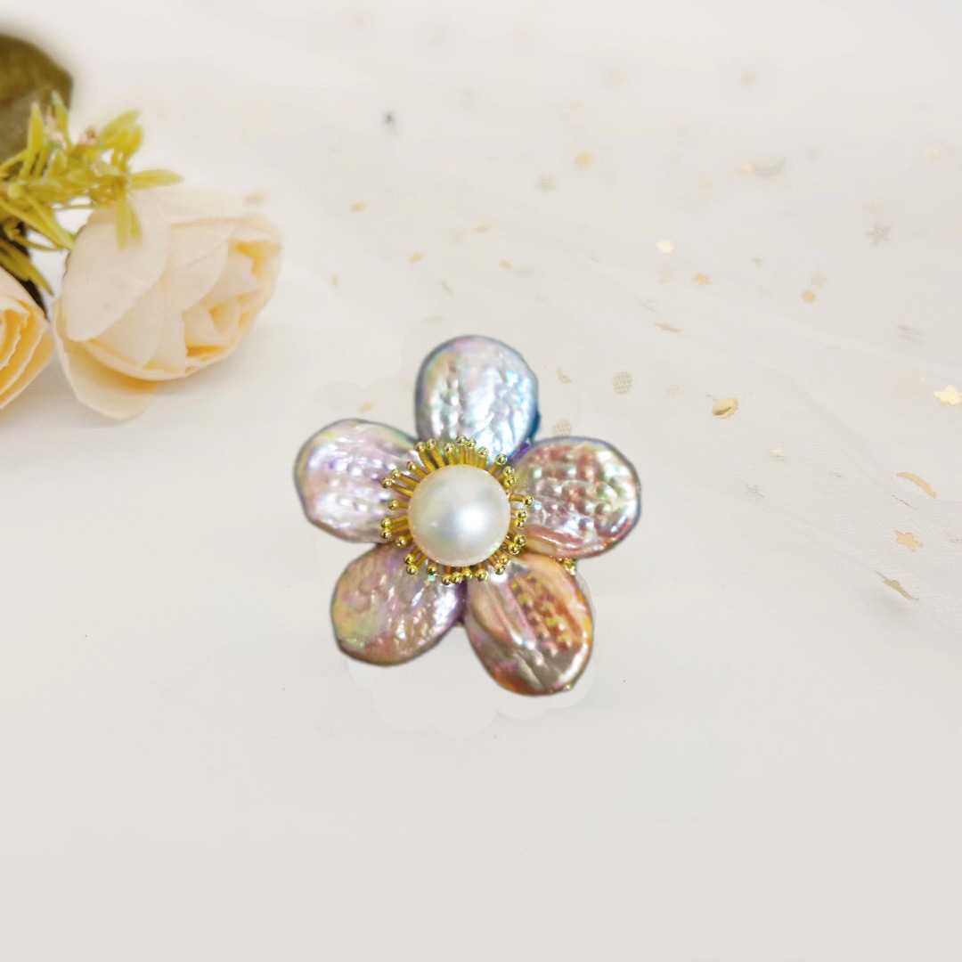 Natural Freshwater Baroque Pearl Ins Flower Corsage Brooch Pin New Women Japanese and Korean Niche Corsage Decoration